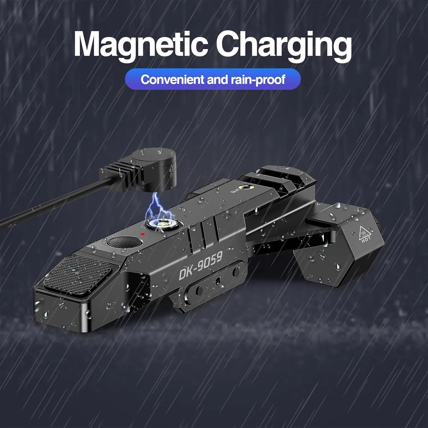 DARKFANG 1450 Lumen Tactical Flashlight with Green Laser Beam Combo, Low Profile Design Rechargeable Weapon Light for Picatinny Rail