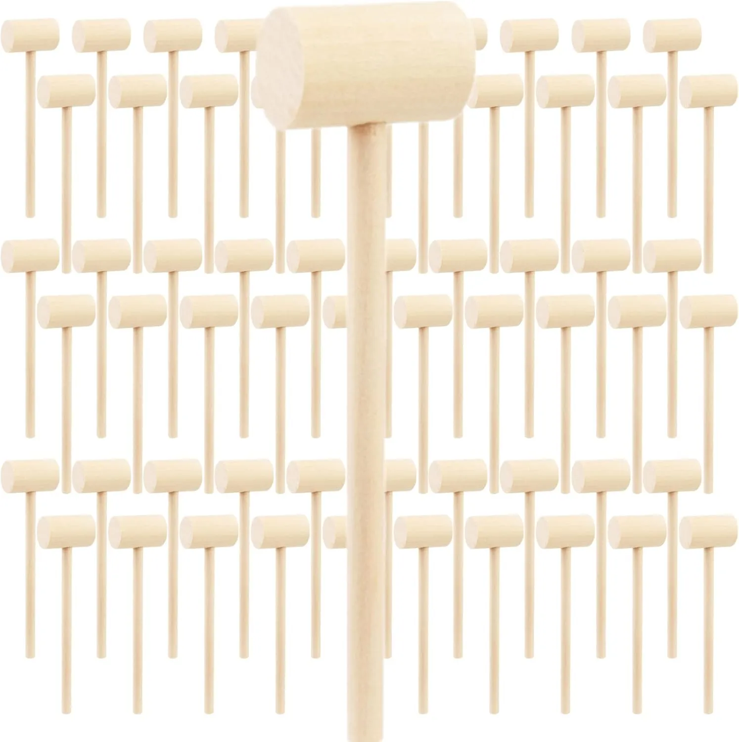 DEAYOU 60 PCS Mini Wooden Hammers Mallets, Crab Mallet Wood Hammer for Chocolate, Breakable Hearts, Small Multi-Purpose Hardwood Cracking Tool Beating Gavel for Lobster, Seafood, Shellfish, Crafts