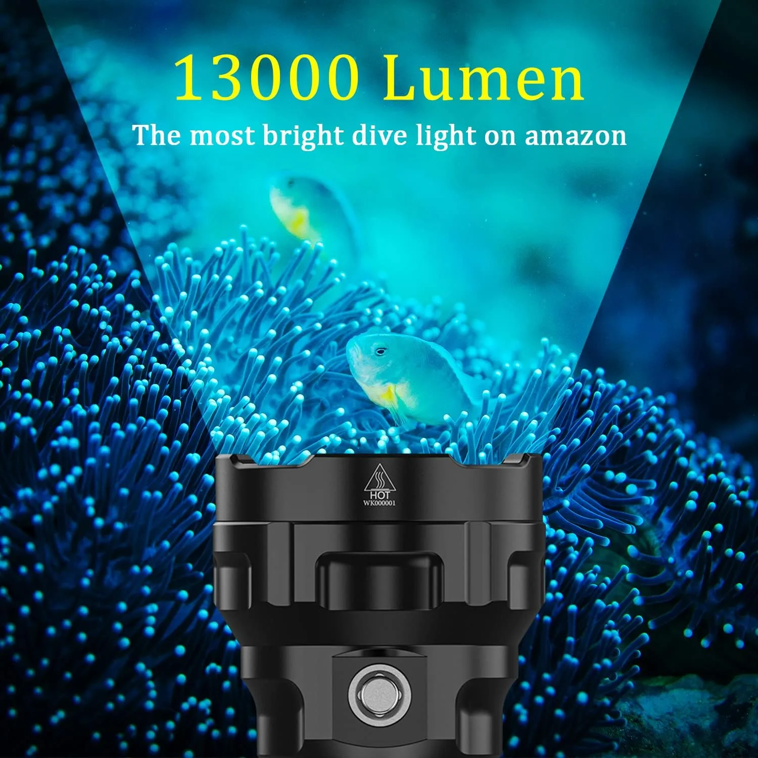 Dive Light, D70 13000 Lumen Super Bright Scuba Diving Flashlight, Rechargeable Diving Lights Underwater Waterproof Flashlight for Under Water Deep Sea Cave