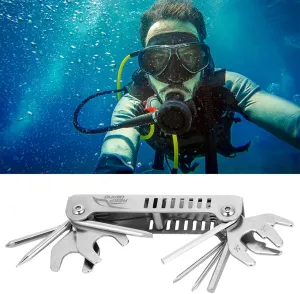 Diving Diver Tool Kit, 8 in 1 Diving Diver Pick Valve Repair Multi Tool Se, Portable Folding Allen Key Wrench, for Repairing