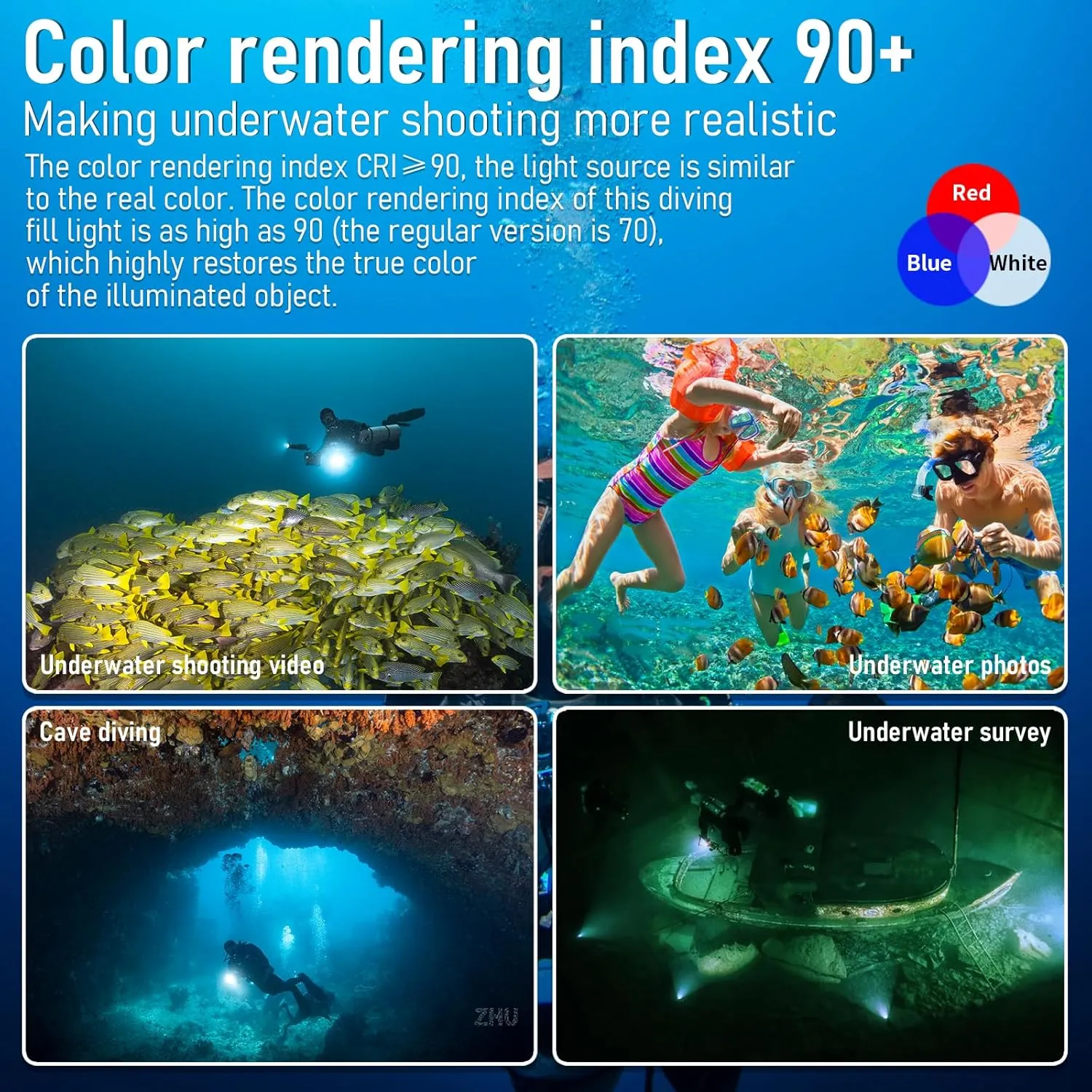 Diving Flashlight, L12 8000Lumens Dive Light,100m Underwater Video Light, Scuba Dive Lights, Underwater Flashlight with Type-C Charging for Professional Under Water Sports