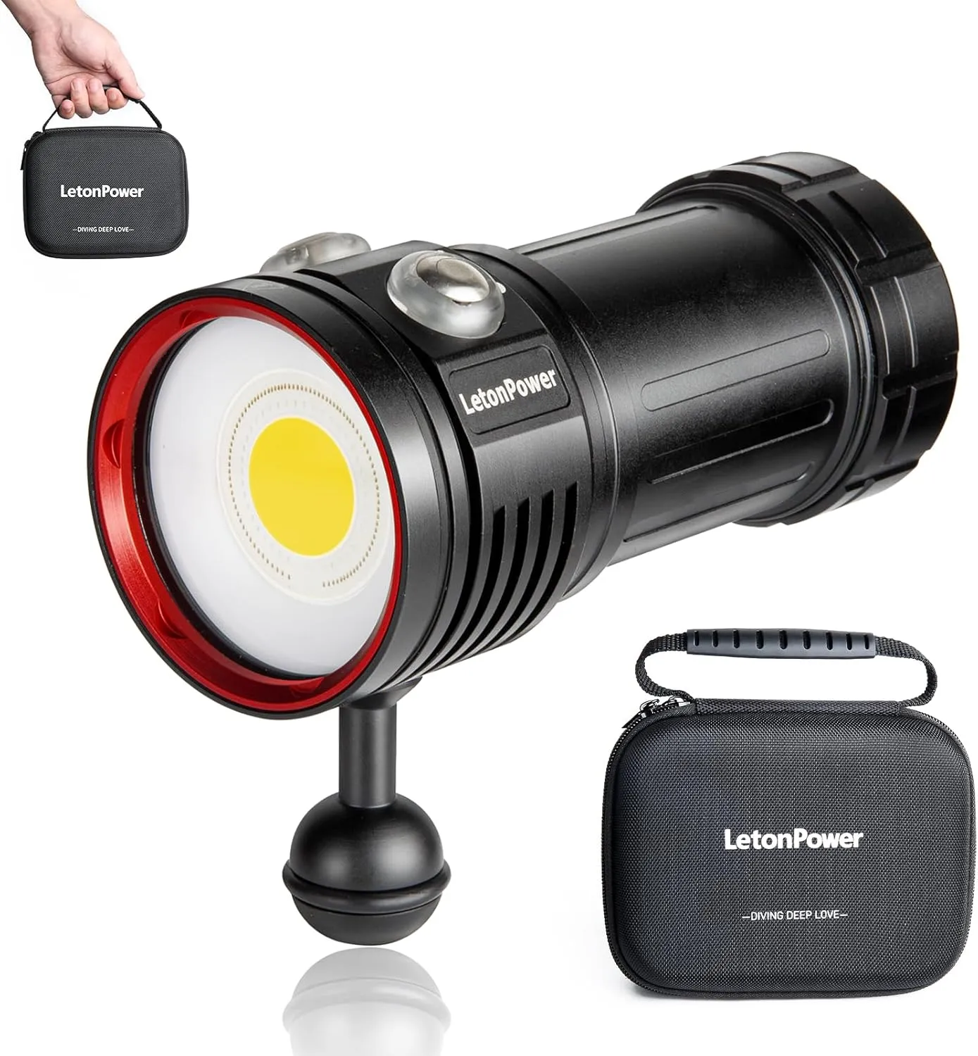 Diving Flashlight, L12 8000Lumens Dive Light,100m Underwater Video Light, Scuba Dive Lights, Underwater Flashlight with Type-C Charging for Professional Under Water Sports