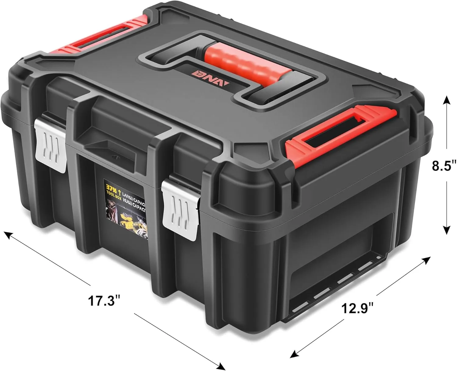 ‎DNA MOTORING Tool Box Lockable Organizer Storage Toolbox with Removable Tray for Workshop Garage & Household,Large Capacity,TOOLS-00309