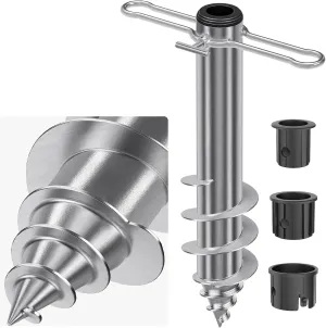 Dolibest Beach Umbrella Sand Anchor, Heavy-Duty Steel Beach Umbrella Holder with 3 Sleeves (Fits 1-2" Poles), Windproof Beach Umbrella Stake, Fully Welded Spiral Base Design for Ultimate Stability