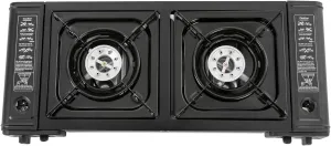 Double Burner Stove with Carrying Case 2 Stove Burner Butane Stove Outdoor Portable Camping Cooking Range Portable Camping Stove Auto Ignition Cooktop for Campgrounds, Outdoor Kitchens