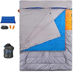Double Sleeping Bag Adult for Camping, 3 Season 0~20Converts into 2 Single Sleeping Bags 145X190cm with Sleeping Bag Liners,2.2kg Hello