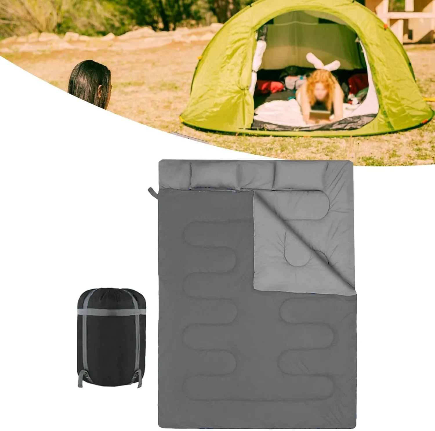 Double Sleeping Bag Equipment 2 Person Cover Detachable Versatile Backpacking Quilt Warm Camping Sleep Bag for Mountaineering