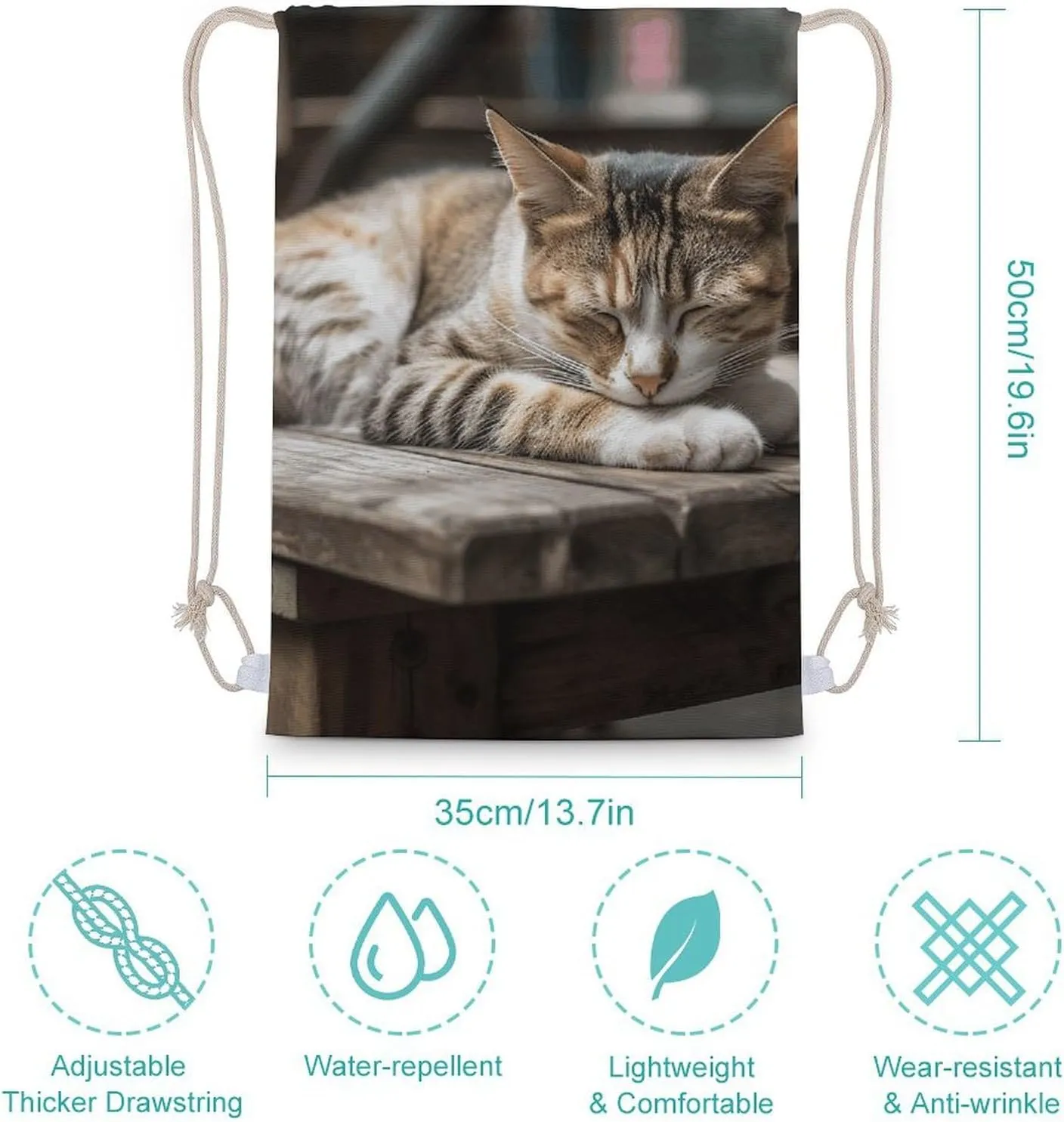 Drawstring Bags Drawstring Backpack Cat Sleeping Sports Gym Bag for Women Men Sports Sackpack
