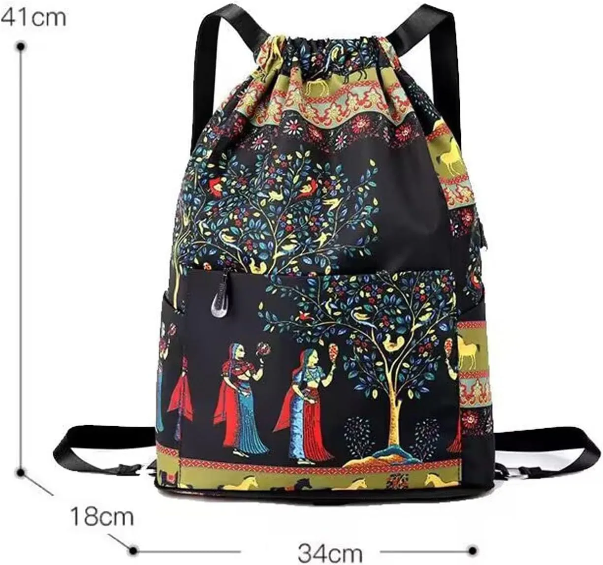 Drawstring Foldable Large Capacity Dry-wet Separation Travel Sports Backpack Waterproof Gym Bag with Multiple Pockets (C)