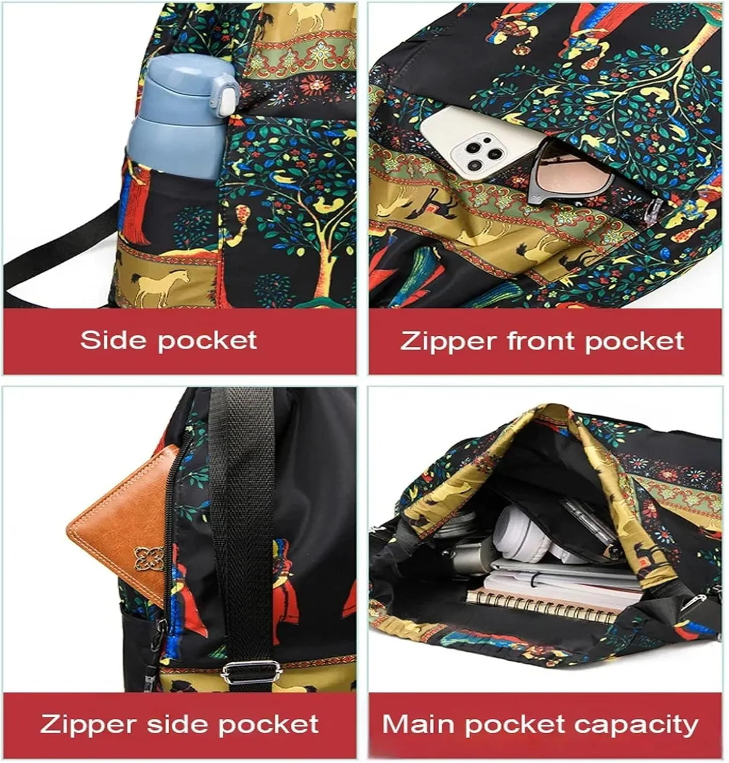 Drawstring Foldable Large Capacity Dry-wet Separation Travel Sports Backpack Waterproof Gym Bag with Multiple Pockets (C)