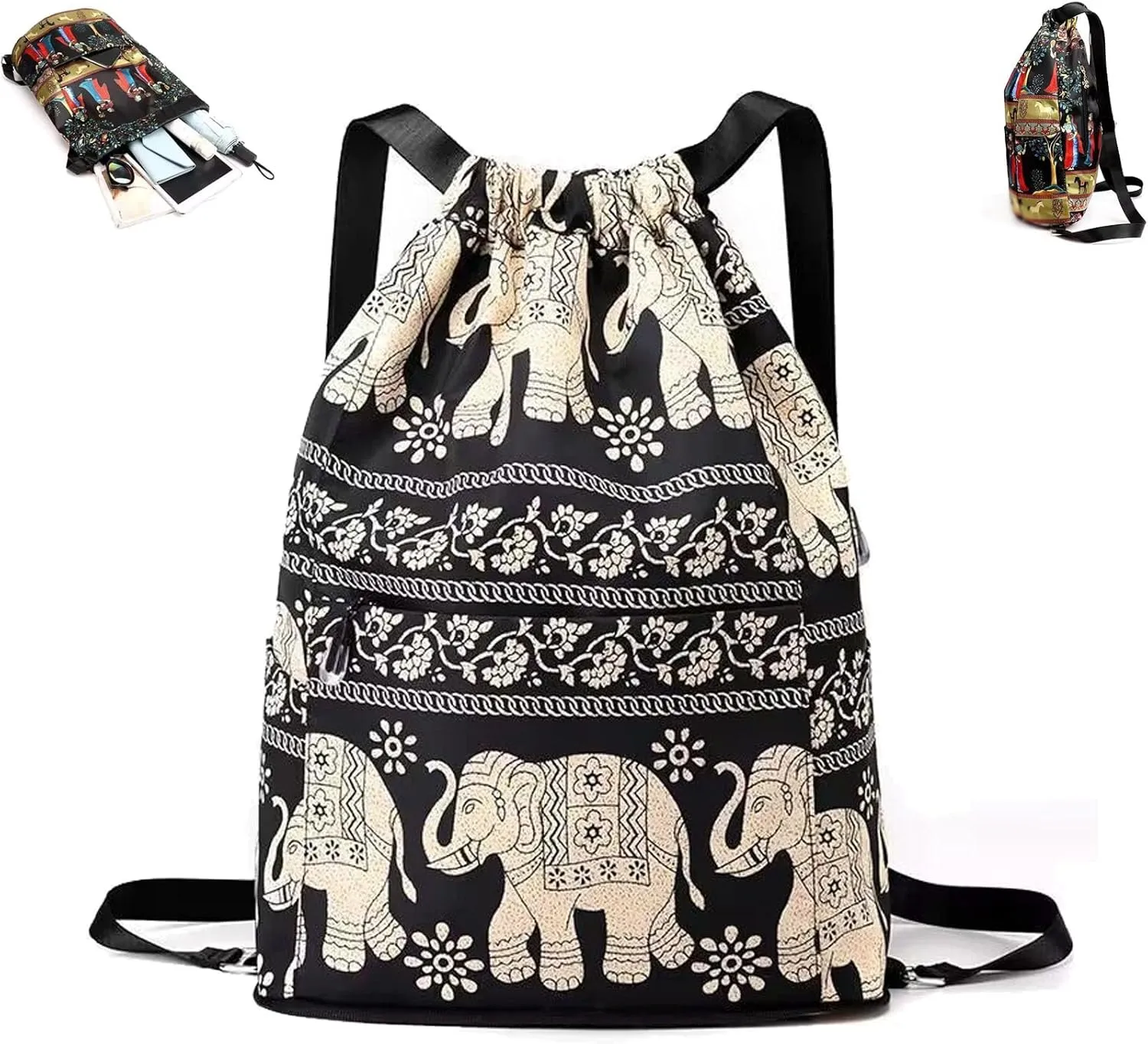 Drawstring Foldable Large Capacity Dry-wet Separation Travel Sports Backpack Waterproof Gym Bag with Multiple Pockets (C)