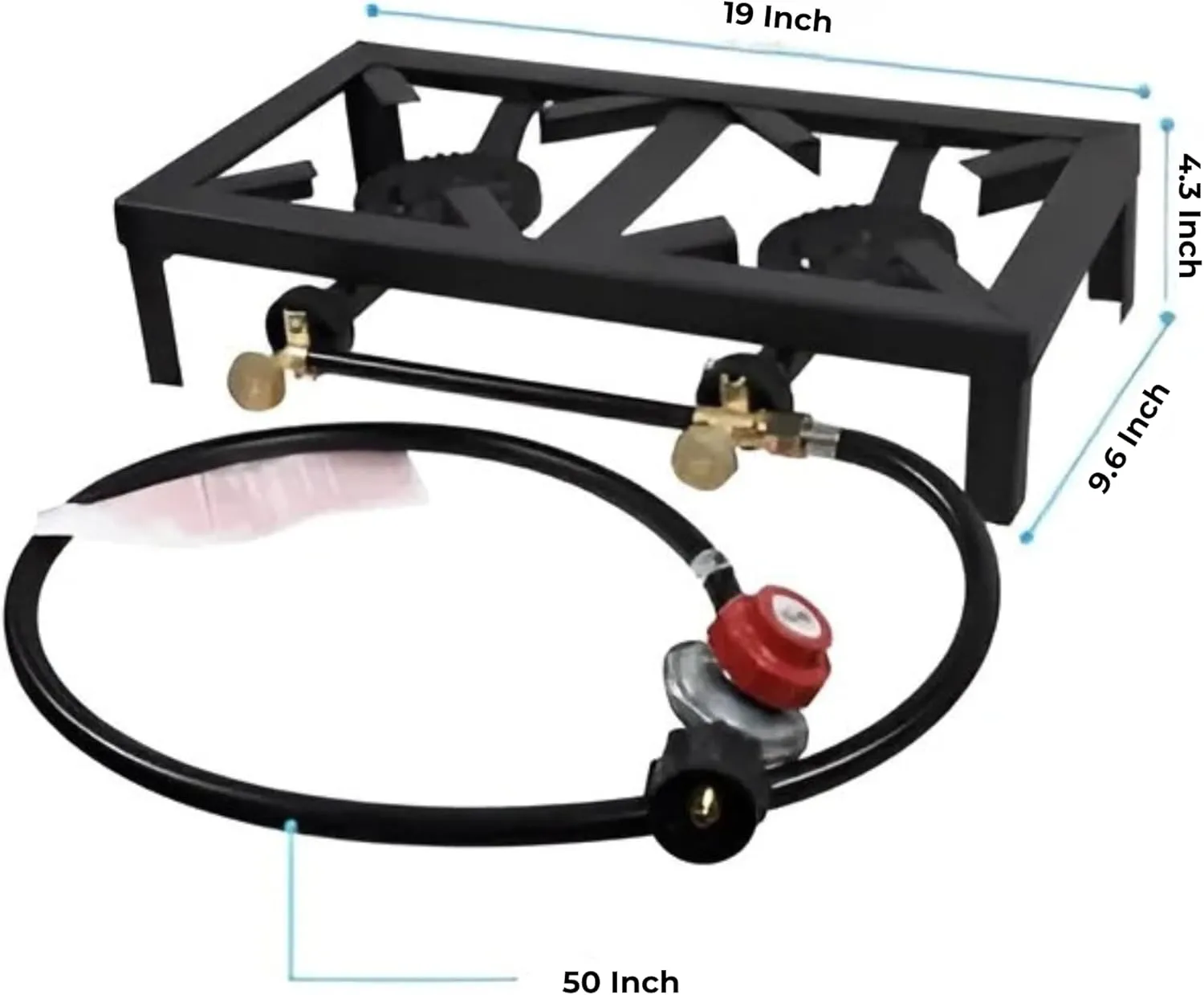 Dual Head Propane Burner Stove, 2-Burner Outdoor Camping Stove with Adjustable Flame Control, High-Efficiency Gas Cooktop for Grilling, Boiling & Cooking, Compact & Portable Design for RV, Tailgating