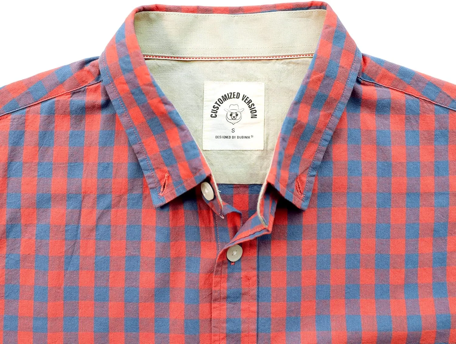 Dubinik® Mens Short Sleeve Button Down Shirts 100% Cotton Plaid Men's Casual Button-Down Shirts with Pocket