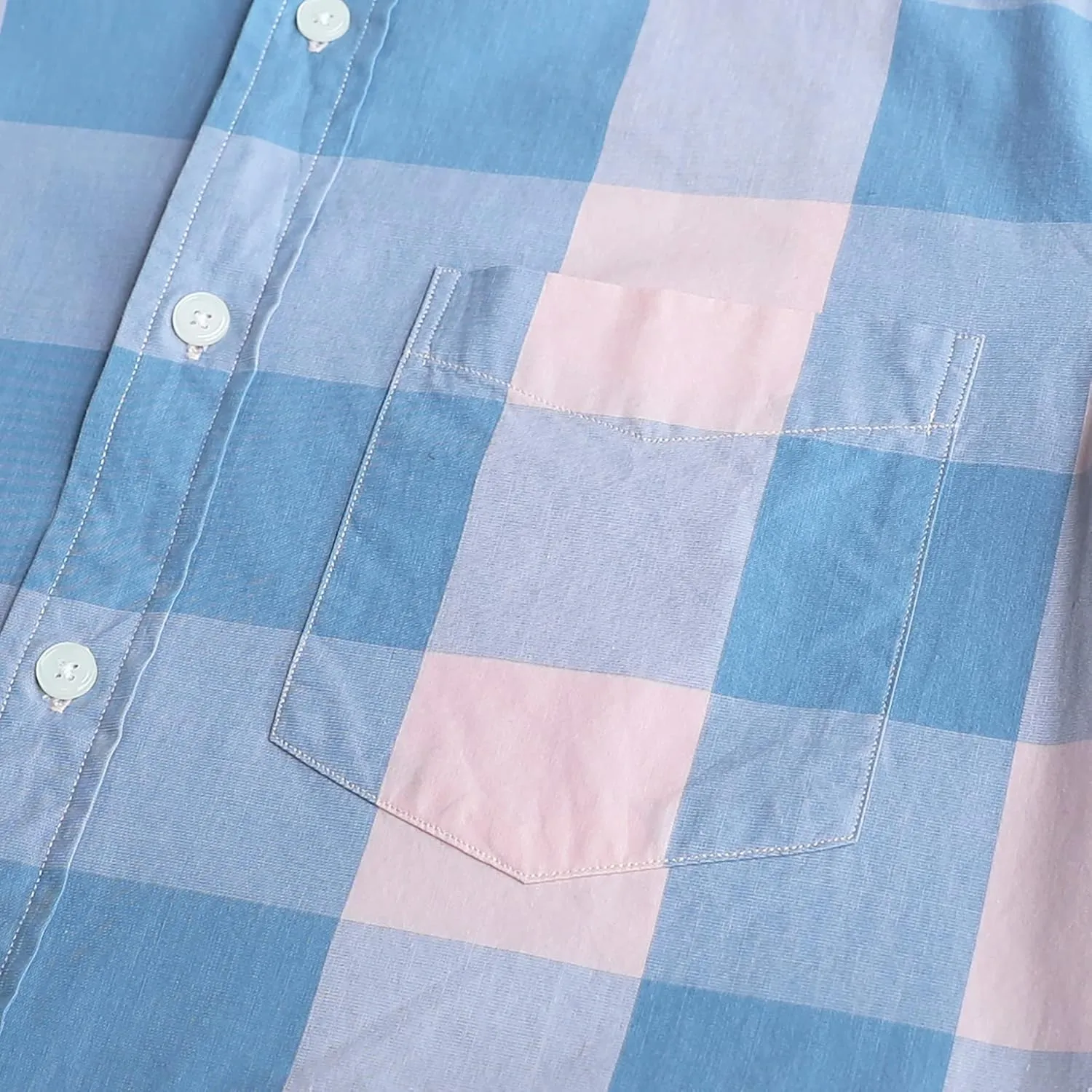 Dubinik® Mens Short Sleeve Button Down Shirts 100% Cotton Plaid Men's Casual Button-Down Shirts with Pocket