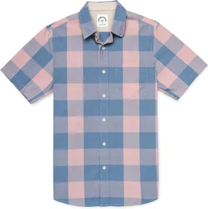 Dubinik® Mens Short Sleeve Button Down Shirts 100% Cotton Plaid Men's Casual Button-Down Shirts with Pocket