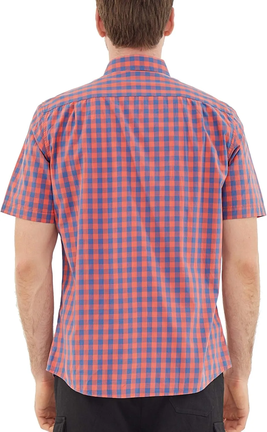 Dubinik® Mens Short Sleeve Button Down Shirts 100% Cotton Plaid Men's Casual Button-Down Shirts with Pocket