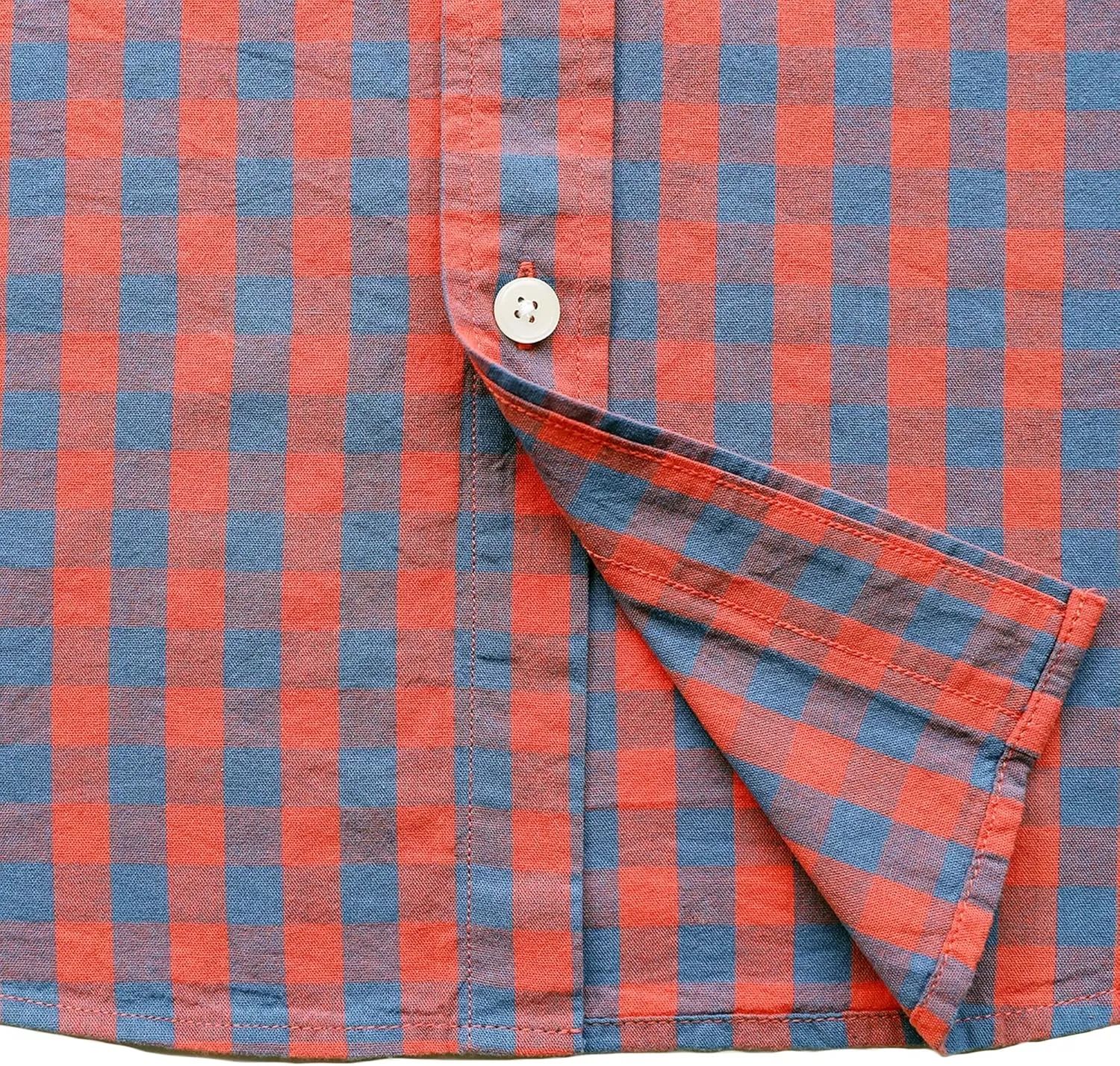 Dubinik® Mens Short Sleeve Button Down Shirts 100% Cotton Plaid Men's Casual Button-Down Shirts with Pocket
