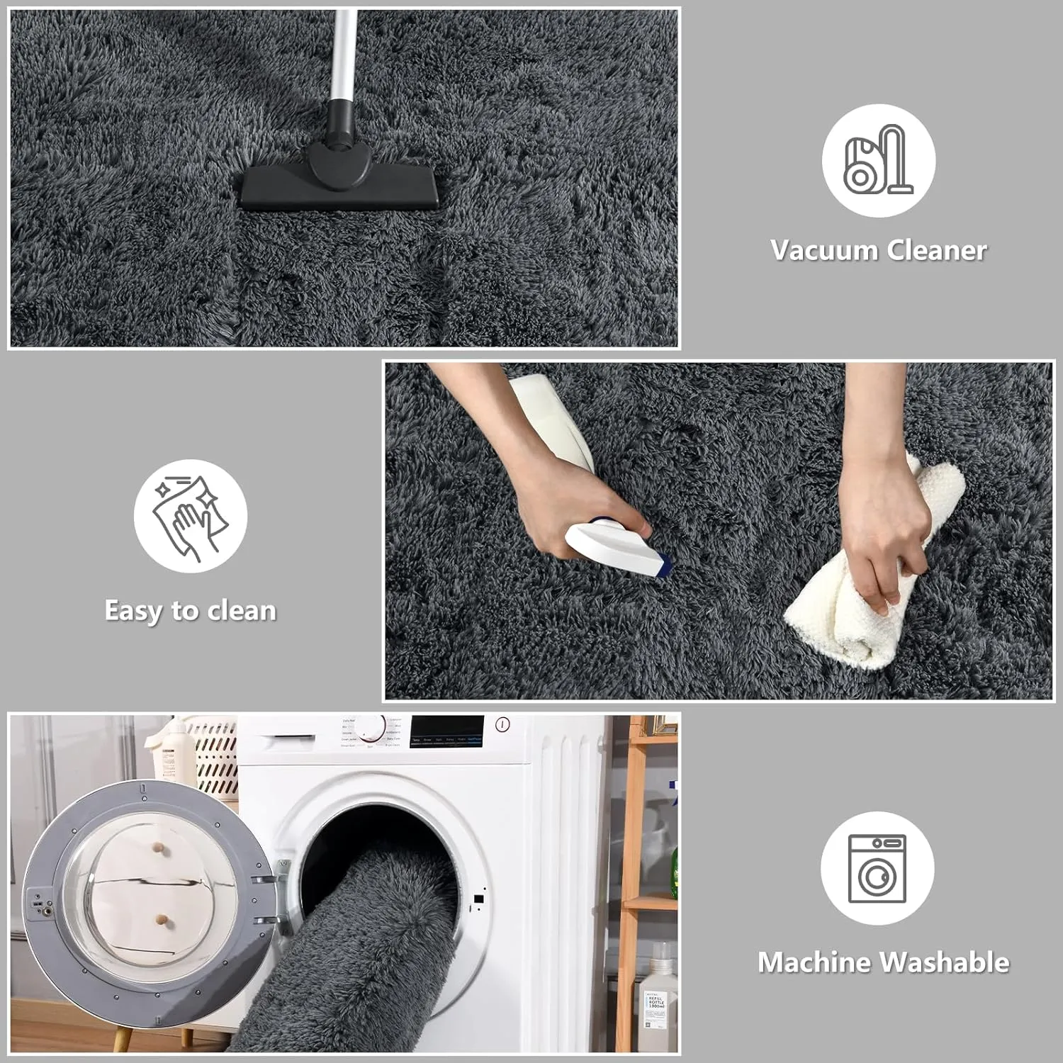 DweIke Dark Grey Area Rugs for Living Room, 6x9 Fluffy Gray Rug for Kids Girls Boys Bedroom, Soft Plush Large Fuzzy Furry Bedside Carpet, Shaggy Throw Carpets for Dorm Nursery Home Decor Aesthetic