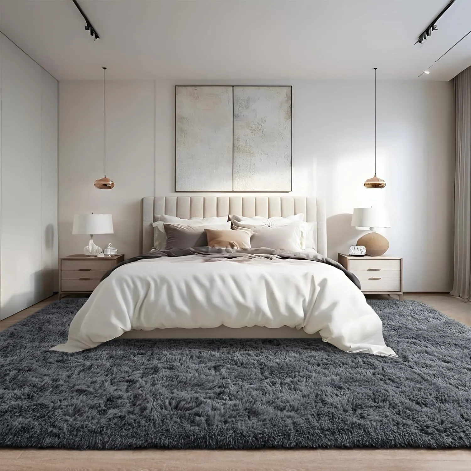 DweIke Dark Grey Area Rugs for Living Room, 6x9 Fluffy Gray Rug for Kids Girls Boys Bedroom, Soft Plush Large Fuzzy Furry Bedside Carpet, Shaggy Throw Carpets for Dorm Nursery Home Decor Aesthetic