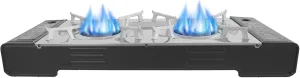 DYRABREST Dual Burner Portable Camping Stove, 2500W Lightweight Gas Stove with Non-Stick Grill Pan, Butane and Gas Compatible for Outdoor Cooking, Tailgating, and Backyard BBQs