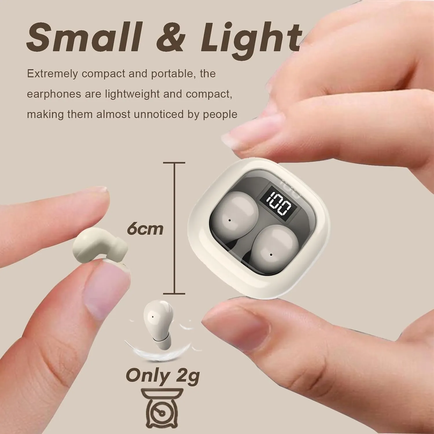 Ear Buds Invisible Mini Earbuds Wireless Bluetooth, Smallest Low Profile Micro Tiny Discreet Hidden Earbuds for Work, Small Headphones, Sleep Wireless Earphone IPX5 Waterproof for Small Ear Canals