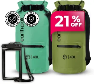 Earth Pak Waterproof Dry Bag with Zippered Pocket - Waterproof Dry Bag Backpack Keeps Gear Dry for Boating, Camping, Fishing, Beach Drybag, Kayak Accessories - Dry Bags Waterproof with Phone Case