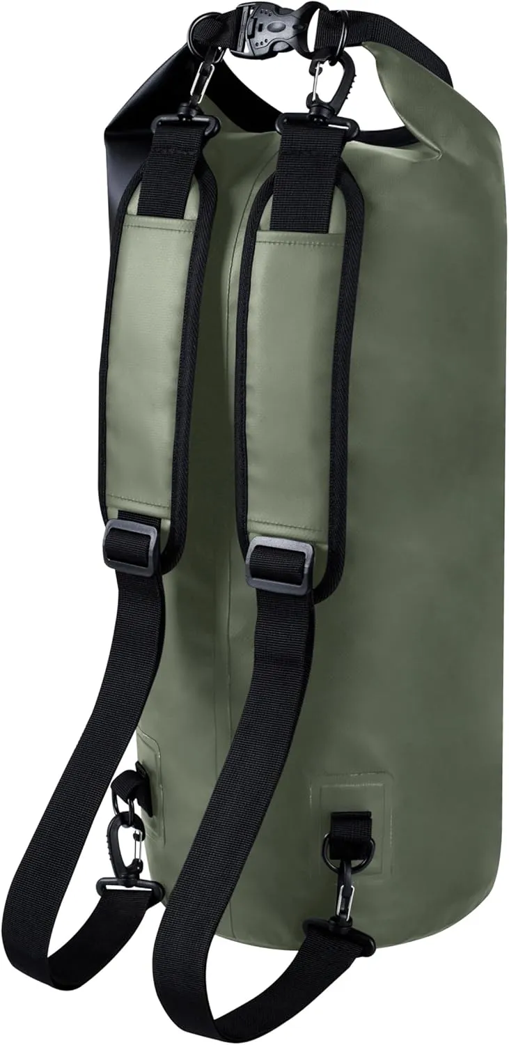 EARTH&RIVER Premium Dry Bag Backpack, Extra Thick, Protection for All Water Activities & Camping, Floating Lightweight Dry Bag with Inside Pocket Storage & IPX8 Waterproof Phone Case (Army Green, 20L)