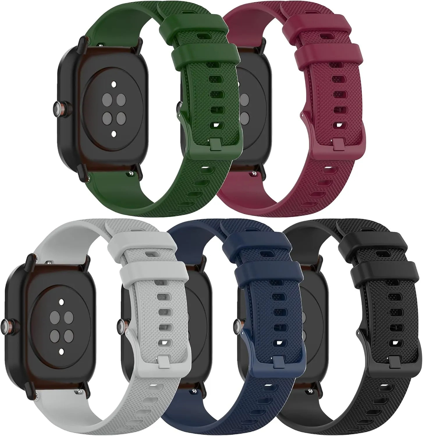 ECSEM Replacement Straps/Bands Compatible with ID205L/ID205/ID205U/ID205S/ID215G/ID216 Smart Watch Soft Silicone Waterproof Adjustable Band for Willful Yamay Letcom Letfit(5ColorB)