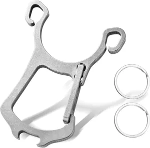 EDC Tool Titanium Multi-functional Keychain with Bottle Opener Lightweight Protable Multi-tool (Sliver with Stainless Keyring)