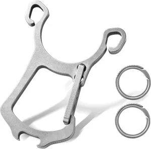 EDC Tool Titanium Multi-functional Keychain with Bottle Opener Lightweight Protable Multi-tool (Sliver with Titanium Keyring)