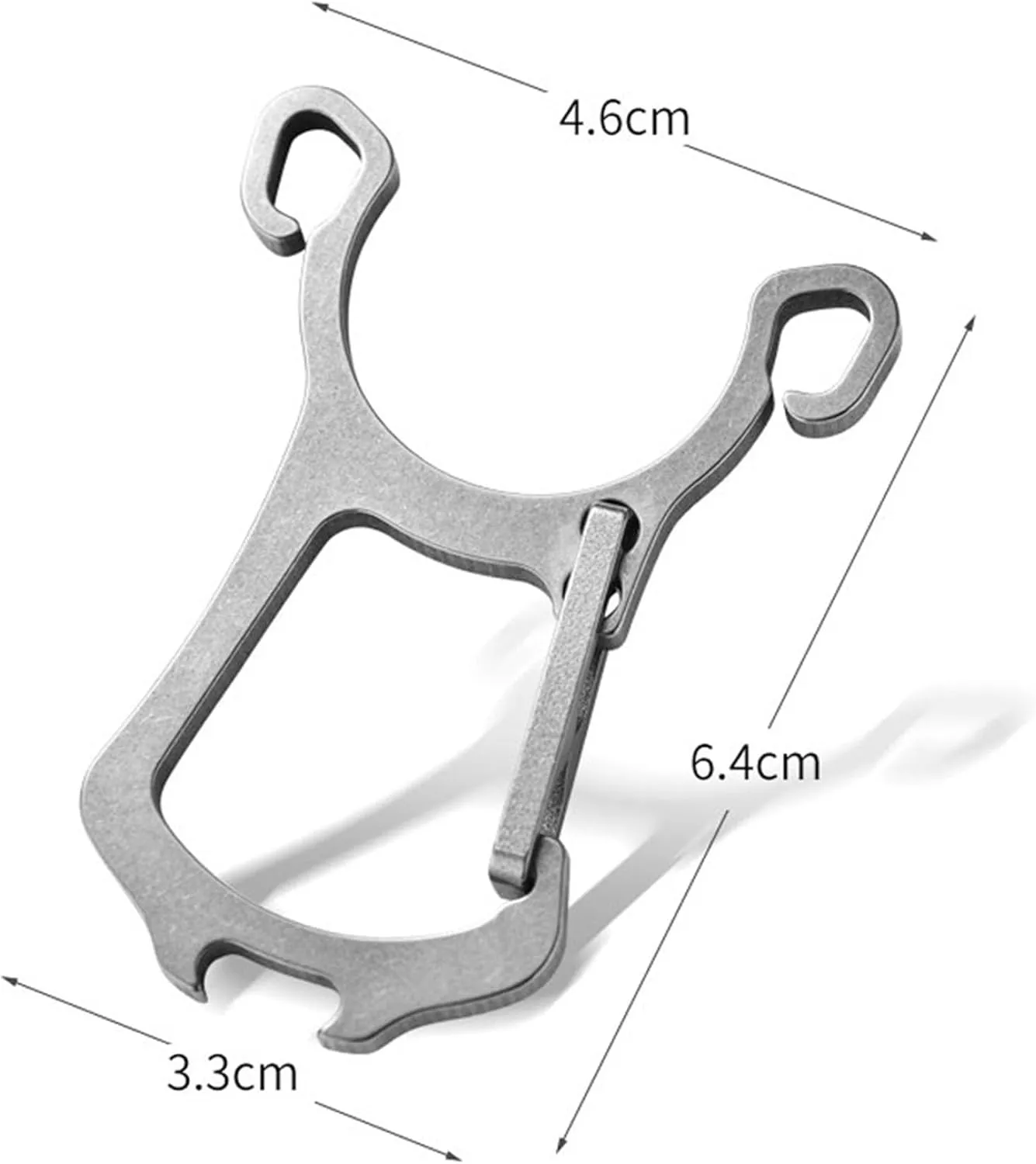 EDC Tool Titanium Multi-functional Keychain with Bottle Opener Lightweight Protable Multi-tool (Sliver with Titanium Keyring)
