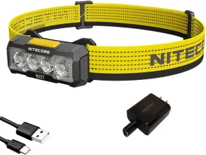 EdisonBright Nitecore NU27 600 Lumens USB-C Rechargeable Jogging Camping Headlamp with Warm, Neutral,Cool White and Red Light Bundle with EBR Power Adapter