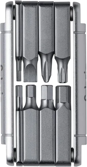 EightTool - Foldable Multitool for Cycling: 8 in 1 - Hex Keys, Torque, Screwdriver - Compact Bike Repair Tool - Silver - FTL-02