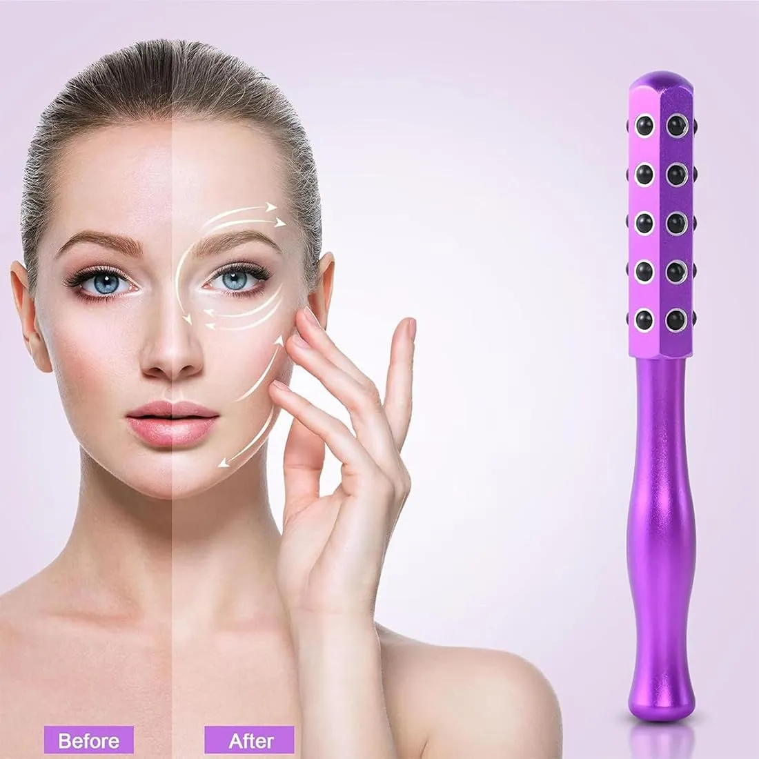 Elarique Face Roller,Elarique Glow Sculpting - Beauty Roller,Facelift Pro Beauty Roller,2025 New Facial Massaging Tool for Lifting,SkinCare, Cooling & Sculpting (Silver)