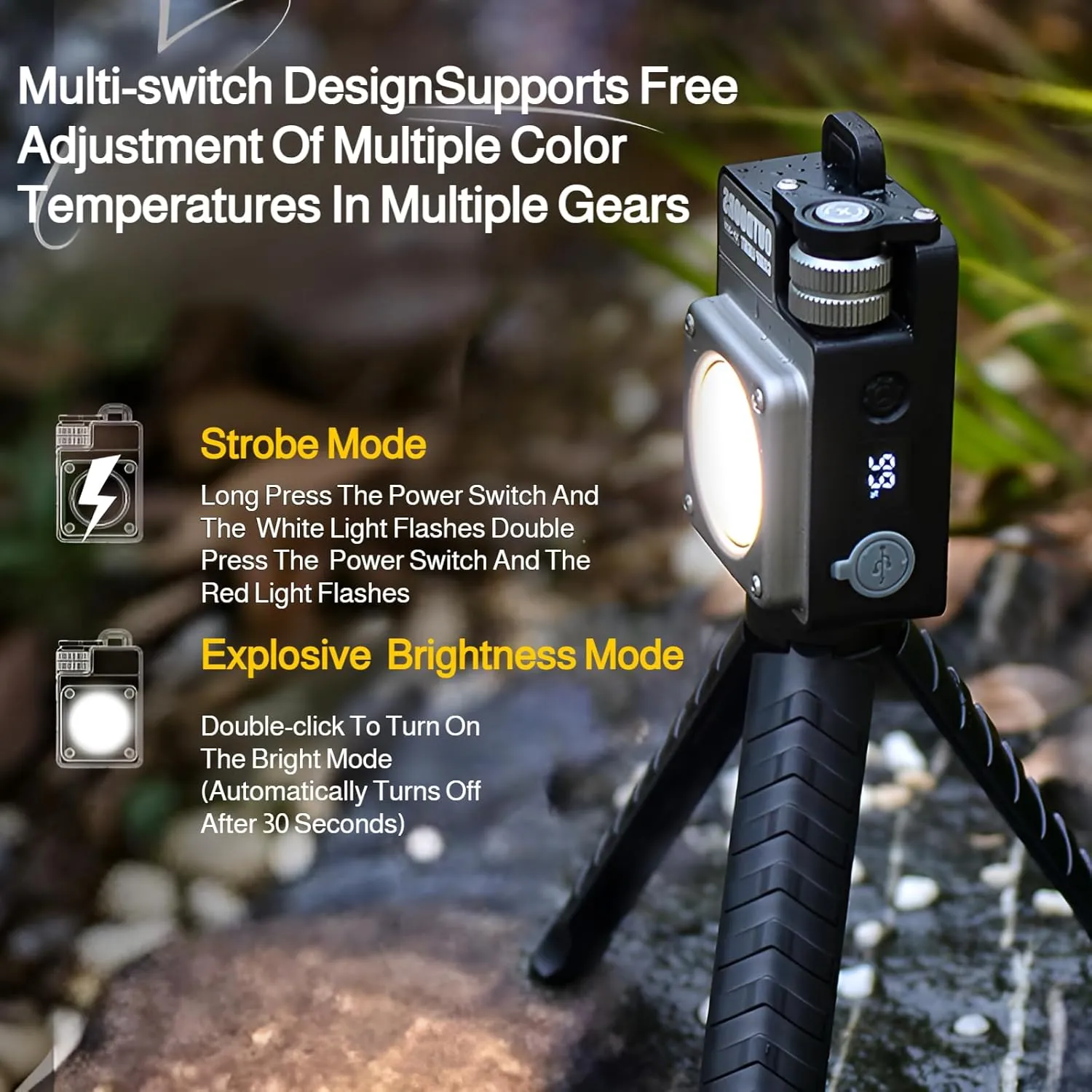 Ellniges] Bright 500LM Keychain Flashlight, USB-C Rechargeable COB Light with Carabiner, Waterproof Pocket Spotlight for Walking Camping Earthquake Preparedness Night Construction