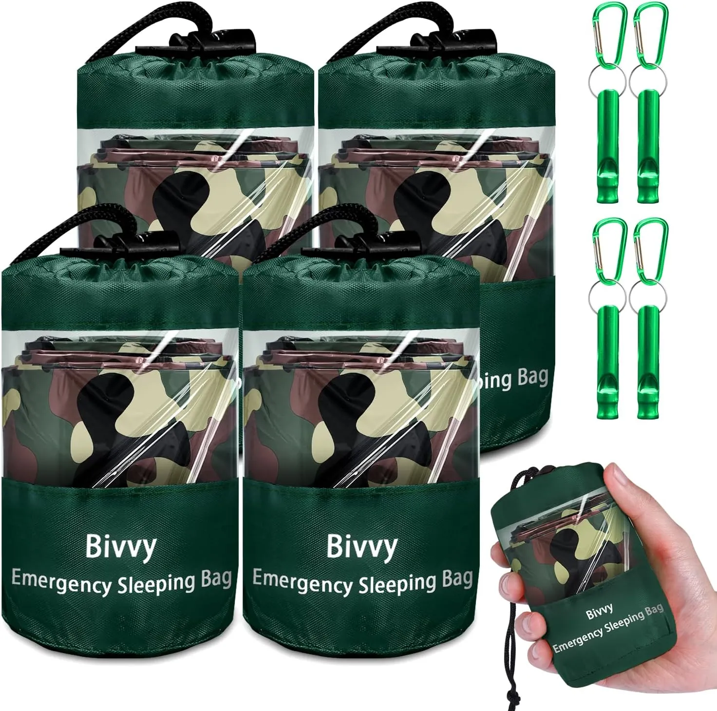 Emergency Sleeping Bag Survival Bag, Cymuber Portable Waterproof Thermal Bivy Sacks Tac Bivvy Bags,Camping Mylar Sleeping Bag Survival Gear Emergency Blankets Survival Shelter