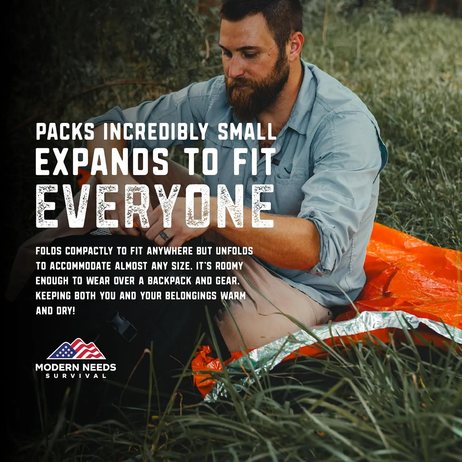 Emergency Sleeping Bag – Thermal Blankets for Survival | Emergency Blanket & Bivy Sack | Lightweight, Compact, Wind & Waterproof | Space-Tech Insulation | 7 ft x 3 ft