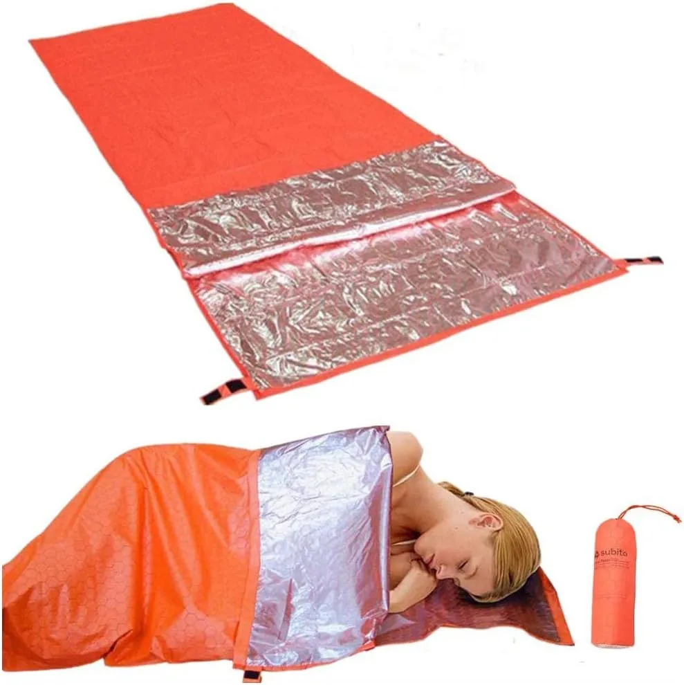 Emergency Sleeping Bag, Ultra Lightweight Waterproof Thermal Bivy Sack Cover Portable Emergency Blanket Shelter Survival Kit for Hiking Outdoor Camping