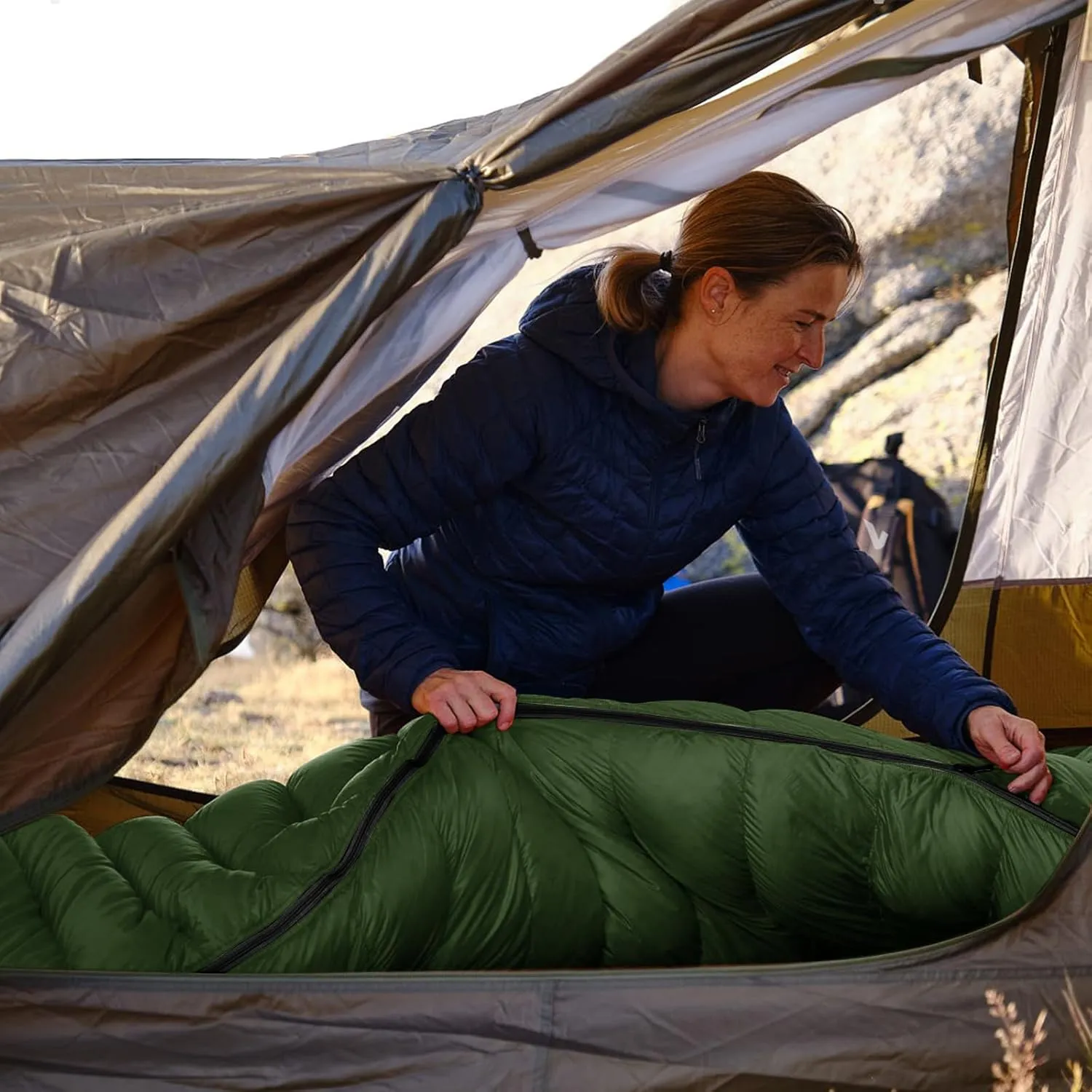 Envelope Camping Sleeping Bag 3 Seasons Warm & Cool Weather, Lightweight, Waterproof, Portable for Adults & Kids - Camping Gear Equipment Hiking Travel, Indoors and Outdoors