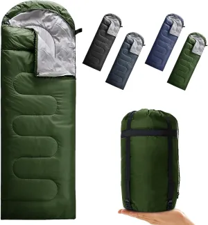 Envelope Camping Sleeping Bag 3 Seasons Warm & Cool Weather, Lightweight, Waterproof, Portable for Adults & Kids - Camping Gear Equipment Hiking Travel, Indoors and Outdoors
