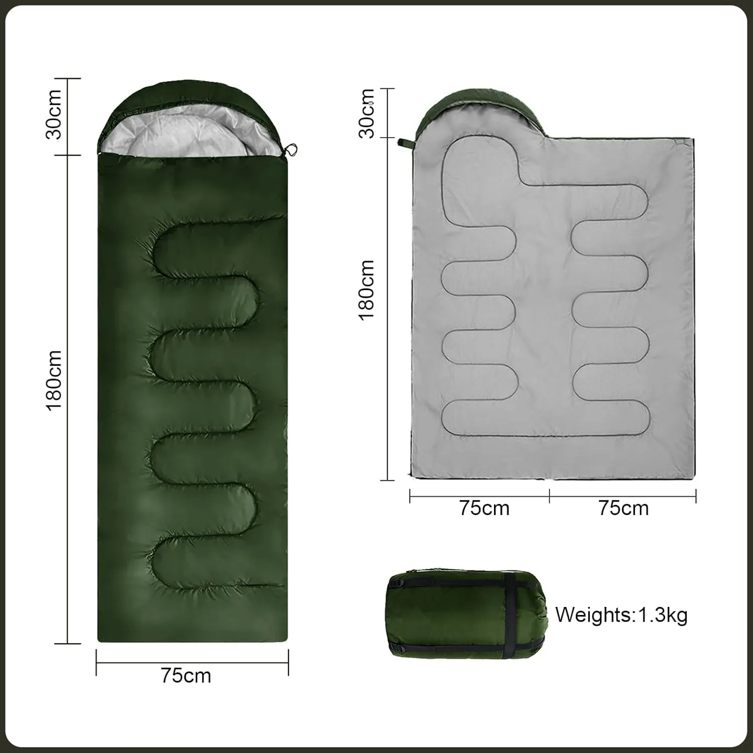 Envelope Camping Sleeping Bag 3 Seasons Warm & Cool Weather, Lightweight, Waterproof, Portable for Adults & Kids - Camping Gear Equipment Hiking Travel, Indoors and Outdoors