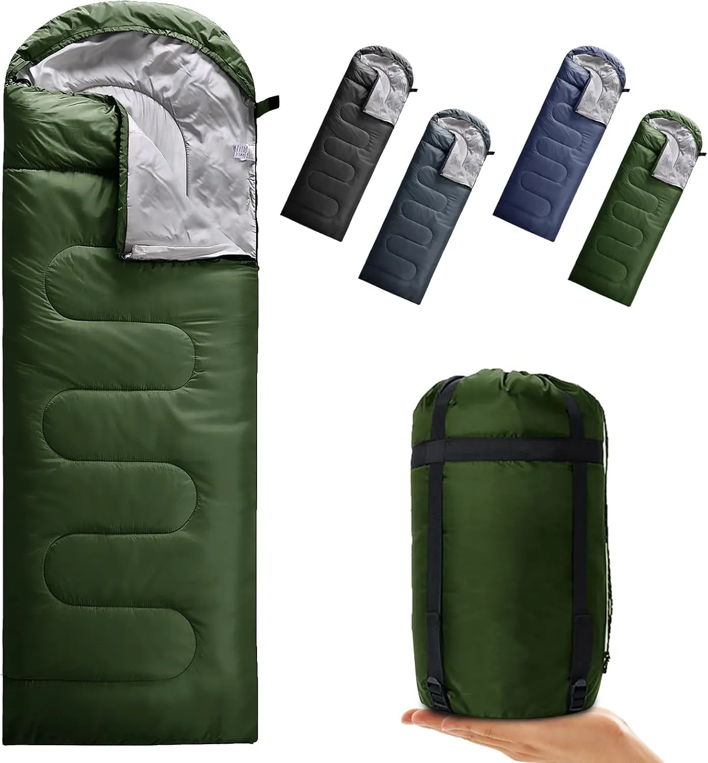 Envelope Camping Sleeping Bag 3 Seasons Warm & Cool Weather, Lightweight, Waterproof, Portable for Adults & Kids - Camping Gear Equipment Hiking Travel, Indoors and Outdoors