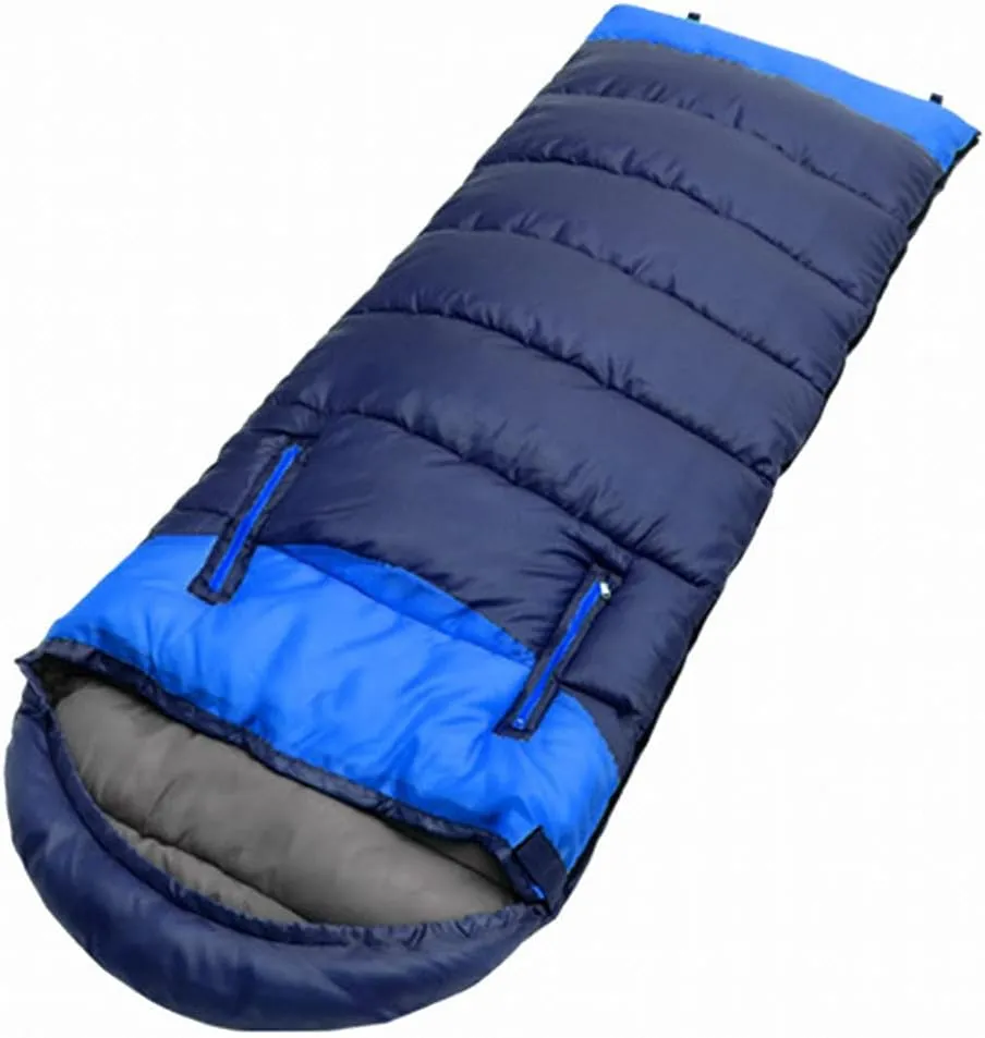 Envelope Sleeping Bag, Warm Waterproof Lightweight Camping Sleeping Bag, 190cm75cm,Can Be Spliced Double Sleeping Bag, Sleeping Bags for Adults and Children Camping -1kg_Blue Left Super
