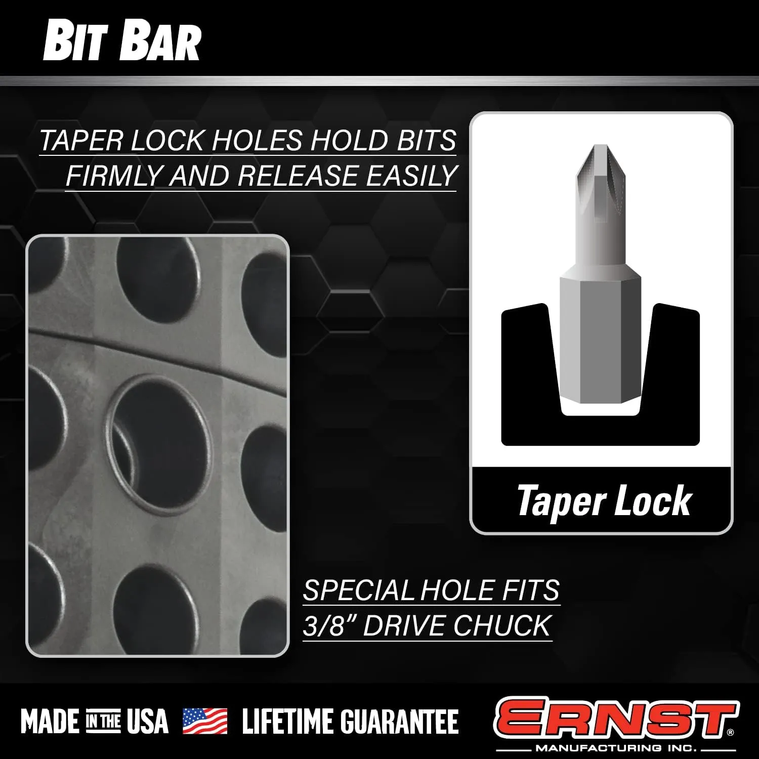 Ernst Manufacturing 78 Tool Bit Bar with Magnetic Base, 1/4" Hex Bit Screwdriver Bit Organization - Black/Hi-Viz