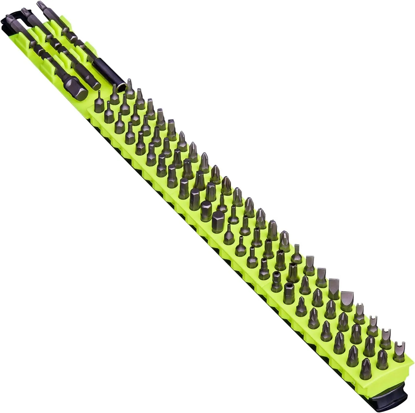 Ernst Manufacturing 78 Tool Bit Bar with Magnetic Base, 1/4" Hex Bit Screwdriver Bit Organization - Black/Hi-Viz