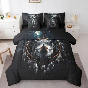 Erosebridal Rhinoceros Bed in a Bag Queen Comforter Set 7 Piece,Dream Catcher Bedding Sets,Boho Feather Sheet Set with Comforter Nautical Sea Animals Bed Set,Exotic Bohemian Decor