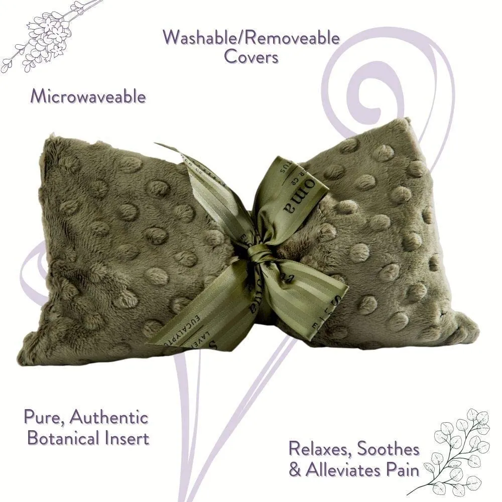 Eucalyptus Spa Mask by Sonoma Lavender, Heatable/Chillable Aromatherapy with Eucalyptus and Lavender Infused Flaxseed Insert, Eye Compress for Stress Relief with Removable and Washable Cover.