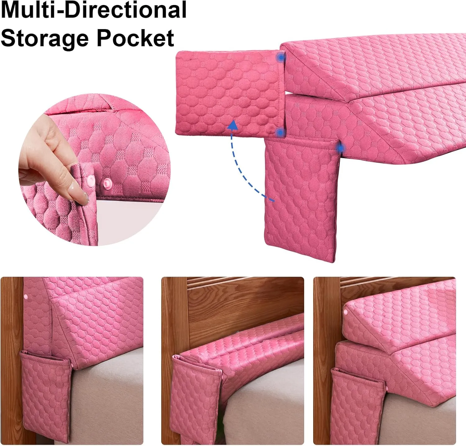 EUHAMS Full Size Bed Wedge Pillow - Bed Gap Filler Mattress Wedge Headboard Pillow Close The Gap 0-7" Between Your Headboard and Mattress or Wall for Sleeping Backrest Pillow（Pink 54"x10"x6" ）