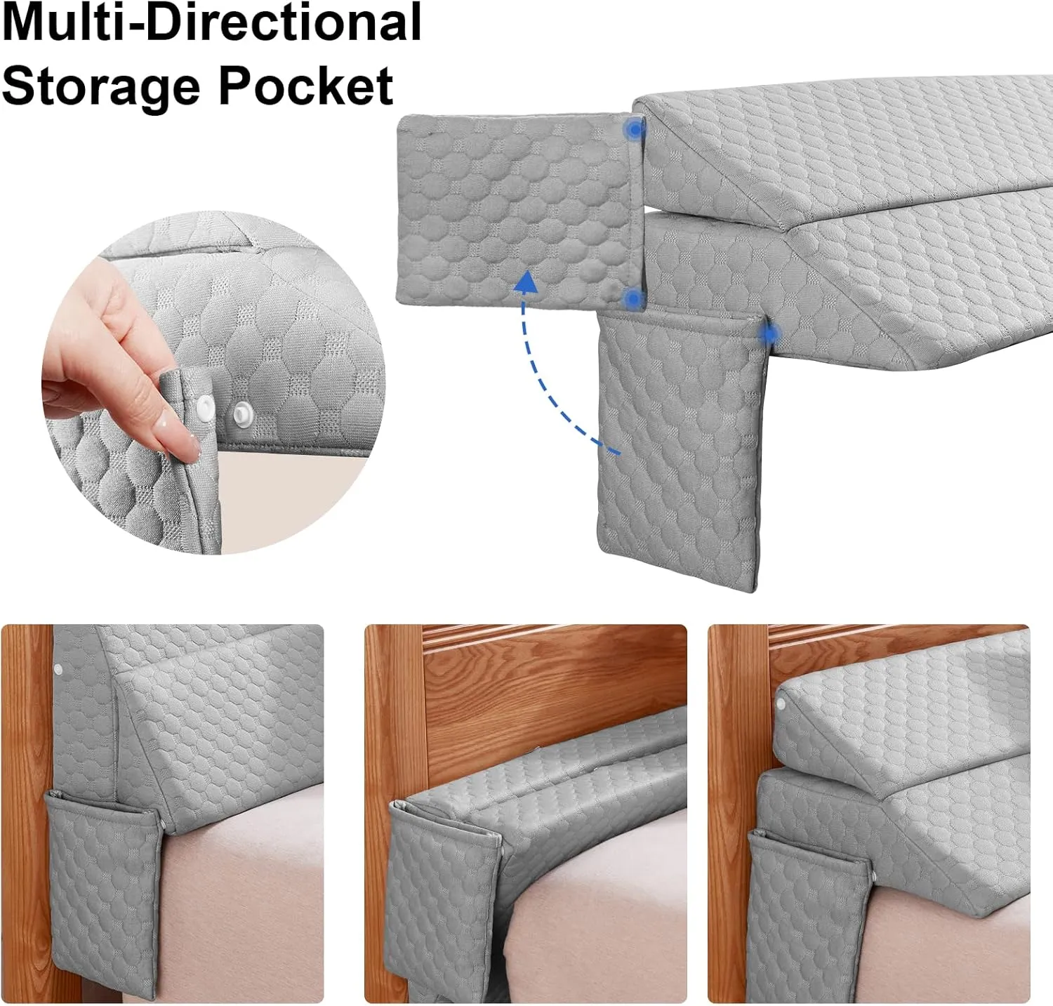 EUHAMS Queen Size Bed Wedge Pillow - Bed Gap Filler Mattress Wedge Headboard Pillow Close The Gap 0-7" Between Your Headboard and Mattress or Wall for Sleeping Backrest Pillow (60"x10"x6" Gray)