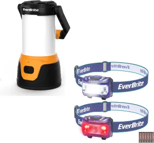EverBrite 1000 Lumens Rechargeable LED Camping Lantern and 2 Pack Headlamp